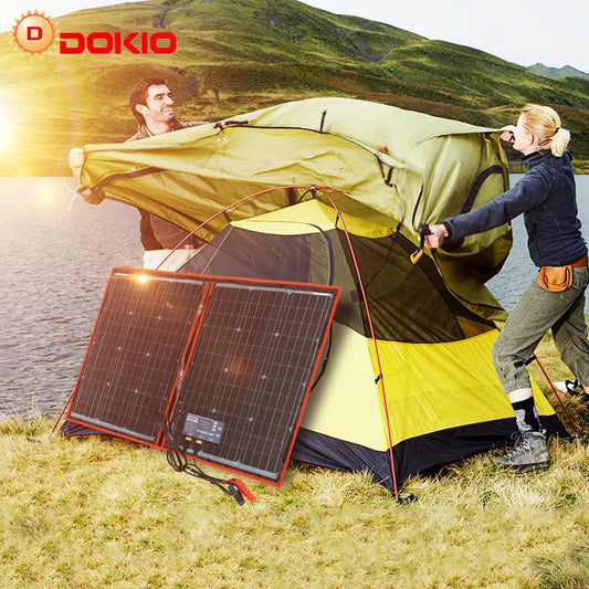 Dokio 18V 80W 160W 100W 200W Portable Foldable Solar Panel With 12V Controller Flexible Solar Panel For House Camping Travel