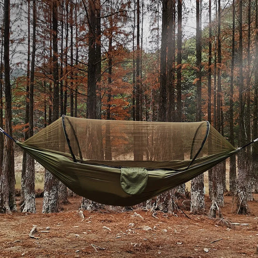 Automatic Quick-opening Mosquito Net Hammock Outdoor Camping Pole Hammock 260x140cm