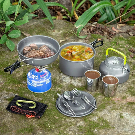 1 Set Outdoor Pots Pans Camping Cookware Picnic Cooking Set.